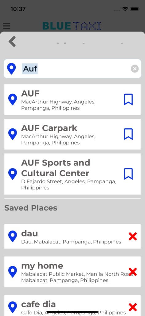 Blue Taxi location search