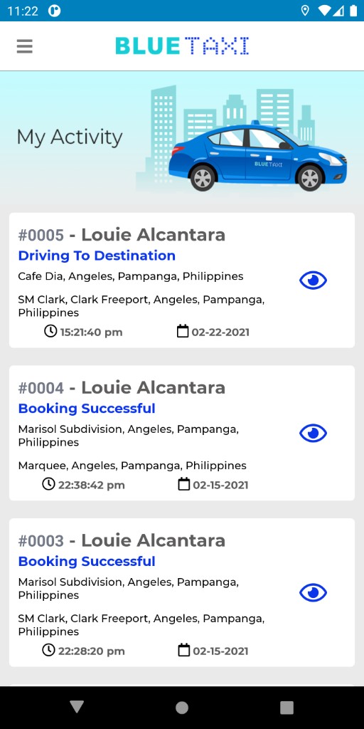 Blue Taxi my activity