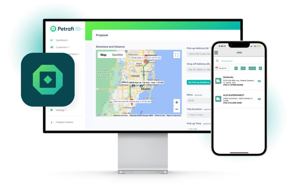 PetraFi dashboard and driver app